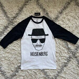 BREAKING BAD HEISENBERG FACE 3/4 Sleeve T Shirt Men Small Walter White NEW